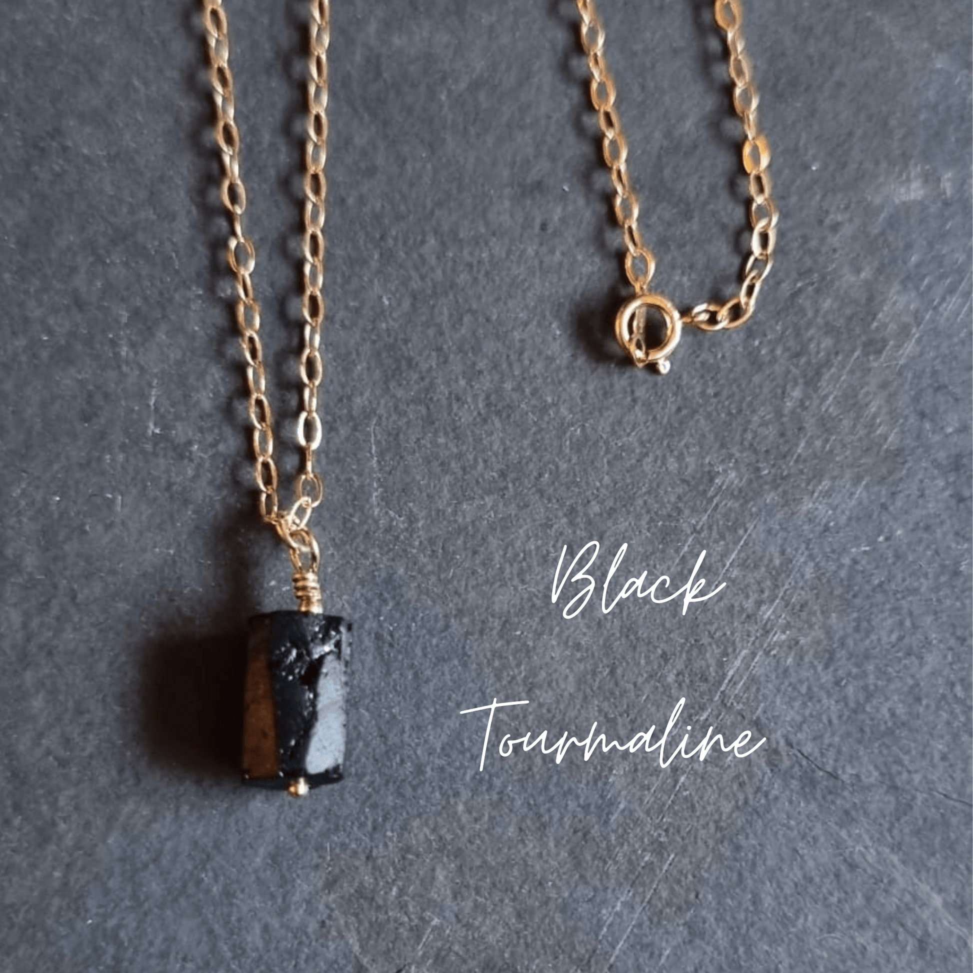 Raw Black Tourmaline | Gold Necklace | Stone of Protection - RACHEL SHRIEVES DESIGN